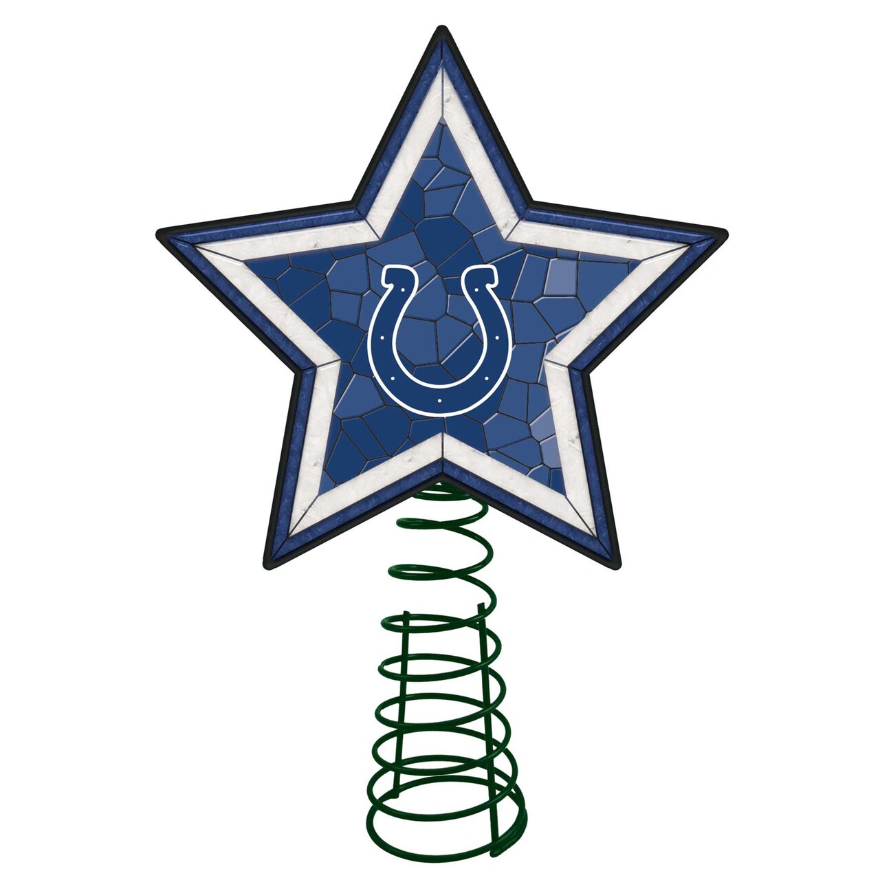 The Memory Company 10" Lighted Blue and White Star NFL Indianapolis Colts Mosaic Christmas Tree Topper
